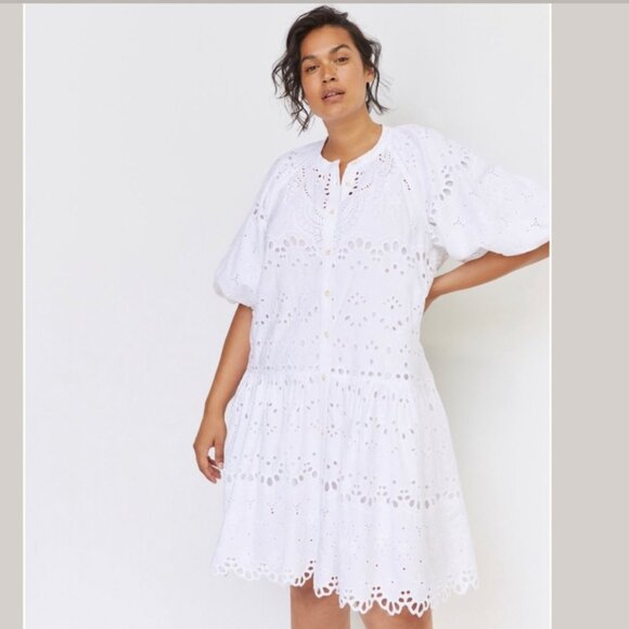NWT Anthropologie Tallulah White Eyelet Button Front Dress in Women's X-Large - Picture 15 of 15